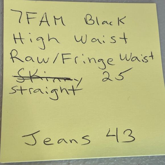 7 For All Mankind Black Denim High Raw Fringe Waist Tapered Leg Y2K Jeans 25 - Picture 13 of 13